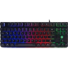 PremiumPort Renkli LED Işıklı Oyuncu Klavyesi, Hızlı ve Hassas Kullanım