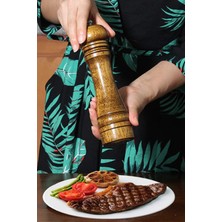 Özbience Ahşap Baharat Değirmeni, Karabiber ve Tuz Öğütücü, 21 cm