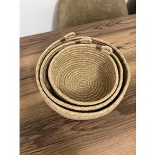 Özbience El Yapımı 3’lü Hasır Sepet Seti - Banyo, Mutfak ve Oda Organizasyonu