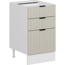 Alvinka Mutfak Modül Mbr_b Alt 3Ç1B2K Nray 50CM Dolap Beyaz Kumtaşı Suntalam