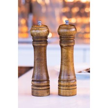 Özbience Çiftli Ahşap Baharat Öğütücü Seti, Tuz ve Karabiber Değirmeni, 21 cm