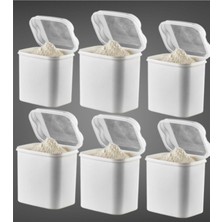 Özbience Beyaz 4,5l Un ve Bakliyat Saklama Kabı 6'lı Set