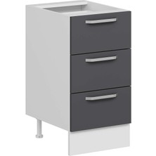 Alvinka Mutfak Modül Duz Alt 3ç Nray 45CM Dolap Beyaz Antrasit Suntalam