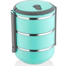 Özbience 3 Katlı Turkuaz Paslanmaz Yemek Termosu, Pratik ve Şık Sefer Tası