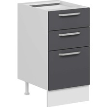 Alvinka Mutfak Modül Duz Alt 3Ç1B2K Nray 45CM Dolap Beyaz Antrasit Suntalam