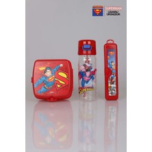 Özbience Çocuklar Için Lisanslı Süperman Yemek Seti ve Matara, Diş Fırçası Kapağıyla