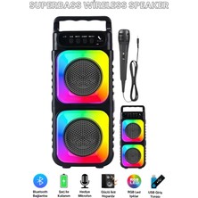 PremiumPort Renkli LED Işıklı Kablosuz Mikrofonlu Bluetooth Hoparlör Ses Bombası