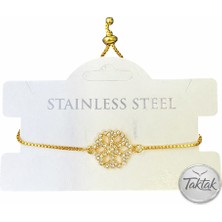 Taktak Altın Renk Kar Tanesi Asansör Çelik Bileklik