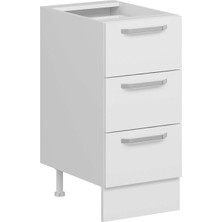 Alvinka Mutfak Modül Duz Alt 3ç Nray 40CM Dolap Beyaz Beyaz Suntalam