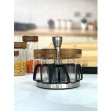 Özbience Şeffaf Döner Standlı Baharatlık, 7 Bölmeli, Pratik ve Şık Tasarım