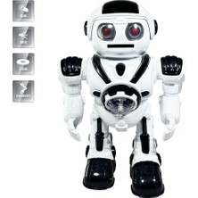 Toyska Işıklı ve Müzikli Disk Atan Interaktif Uzay Savaşçısı Pilli Oyuncak Robot - Siyah