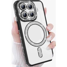 Nezih Case  Mi 15T Pro Uyumlu Taşlı Magsafe Şarj Özellikli Kamera Korumalı Simli Kılıf
