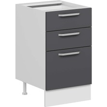 Alvinka Mutfak Modül Duz Alt 3Ç1B2K Nray 50CM Dolap Beyaz Antrasit Suntalam