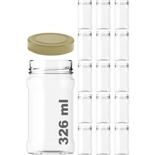 Özbience Şık 326 ml Cam Kavanoz, 15'li, Gold Kapaklı, Bal ve Gıda Saklama Seti