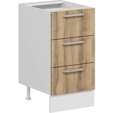 Alvinka Mutfak Modül Duz Alt 3ç Nray 45CM Dolap Beyaz Dore Suntalam