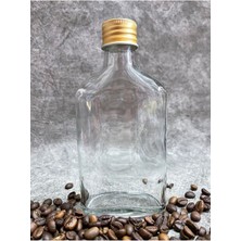 Özbience Şeffaf Cam Şişe 200 Ml, Altın Kapaklı, Set 6 Adet, Soğuk Kahve Için