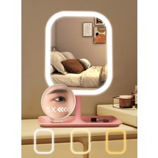PremiumPort LED Işıklı USB Şarjlı Dikdörtgen Masa Üstü Makyaj Aynası