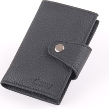 Ancora Leather Hakiki Deri Rfıd Korumalı Akordiyon Kartlık Unisex 49805 - Siyah