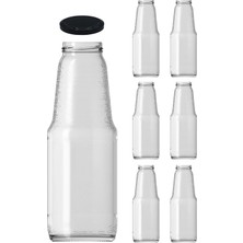 Özbience 1000ML Şeffaf Meyve Suyu Şişesi, Metal Kapaklı, 6'lı Paket