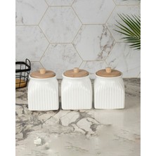 Özbience 3’lü Porselen Saklama Kabı Seti, Baharat ve Şekerlik, 500 ml