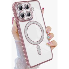 Nezih Case  Mi 15T Pro Uyumlu Taşlı Magsafe Şarj Özellikli Kamera Korumalı Simli Kılıf