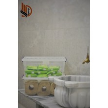 Özbience Yatay Saklama ve Erzak Kabı, 20 Litre, Plastik, Kilitli Kapaklı