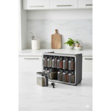 Özbience 12’li Standlı Kendinden Yapışkanlı Baharatlık Takımı, Mutfak Organizeri