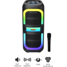 Seyutech Bluetooth Hoparlör Rgb LED Işıklı Karaoke Mikrofon Hediyeli Taşınabilir Parti Speaker
