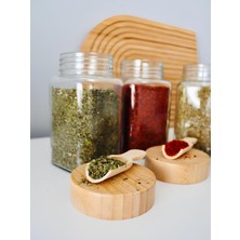 Özbience 6'lı Bambu Baharat Kavanozu Seti, Cam ve Ölçü Kaşıklarıyla Şıklık