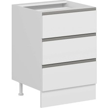 Alvinka Mutfak Modül Hg_j Alt 3ç Nray 60CM Dolap Beyaz Beyaz Suntalam