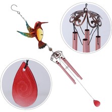 Hediye Fikri Sinek Kuşu Tasarımlı Rüzgar Çanı Metal ve Cam Malzeme Dekoratif Rüzgar Çanı