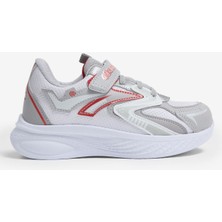 Tonny Black Çocuk Unisex Gri Kırmızı Eva Faylon Taban Cırtlı Lastik Bağcıklı Spor Ayakkabı