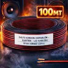Poke 100 Metre 2X0.75MM Siyah Kırmızı Çizgili Elektrik Ses Hoparlör Kablosu