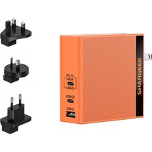 Sharge S140 - 140W Pd3.1 Gan Hızlı Şarj Cihazı - Turuncu