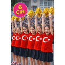 Toyfest Ponpon Metalik Parlak Altın Amigo Sopalı Dayanıklı Hafif Tezahürat Ponponu 6 Çift