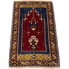 Burak Halı El Dokuma Sıfır Yahyalı Halısı Namazlık 73X115 Kök Boya Yün Seccade Kırmızı