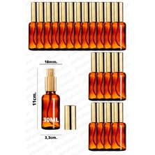 Özbience 30ML Altın Renkli Metal Sprey Şişe 20 Adet, Sızdırmaz Amber Cam Paket