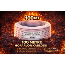 Poke 100 Metre Elektrik - LED - Hoparlör Kablosu 2x0.75 mm – Dayanıklı ve Esnek Beyaz Kordon Kablo