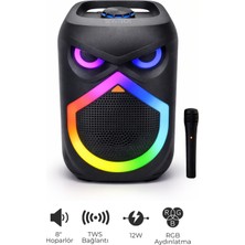 Seyutech Bluetooth Hoparlör Rgb LED Işıklı Karaoke Mikrofon Hediyeli Taşınabilir Parti Speaker
