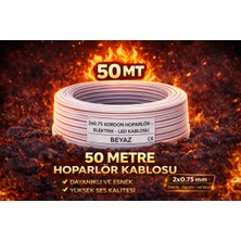 Poke 50 Metre Elektrik - LED - Hoparlör Kablosu 2x0.75 mm – Dayanıklı ve Esnek Beyaz Kordon Kablo