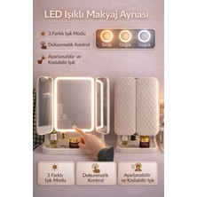 PremiumPort LED Işıklı Kapaklı Büyüteçli Makyaj Aynası, Dokunmatik Kontrol