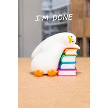 Yapı3D 🐧 Kitap Okuyan Penguen Dekoratif Biblo | Masa & Kitaplık Süsü | Sevimli Mini Figür