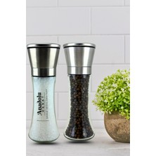 Özbience Dolu Karabiber ve Tuz Değirmeni 2'li Set, Seramik Öğütücülü, 19 cm