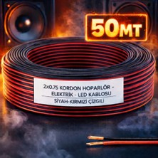 Poke 50 Metre 2X0.75MM Siyah Kırmızı Çizgili Elektrik Ses Hoparlör Kablosu