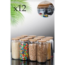 Özbience Bambu Kapaklı 1,3l Cam Kavanoz Seti, Baharat ve Bakliyat Saklama