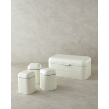 Özbience Metal Saklama Kabı Seti, 4'lü, 1.3 L ve 9 L, Krem Renk