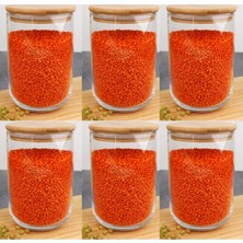 Özbience 6'lı Bambu Kapaklı Cam Erzak Kavanozu Seti 1000 ml