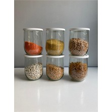 Özbience Büyük Kapasiteli Beyaz Kapaklı Saklama Kavanozu Seti (6’lı)