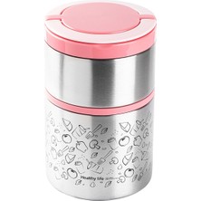 Özbience Pembe 2 Katlı 930 ml Termos, Sıcak ve Soğuk Koruma, Şık Tasarım