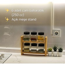 Özbience 6'lı Ahşap Baharatlık Seti, Cam Kapaklı, Çift Taraflı Açılır, Şık Tasarım